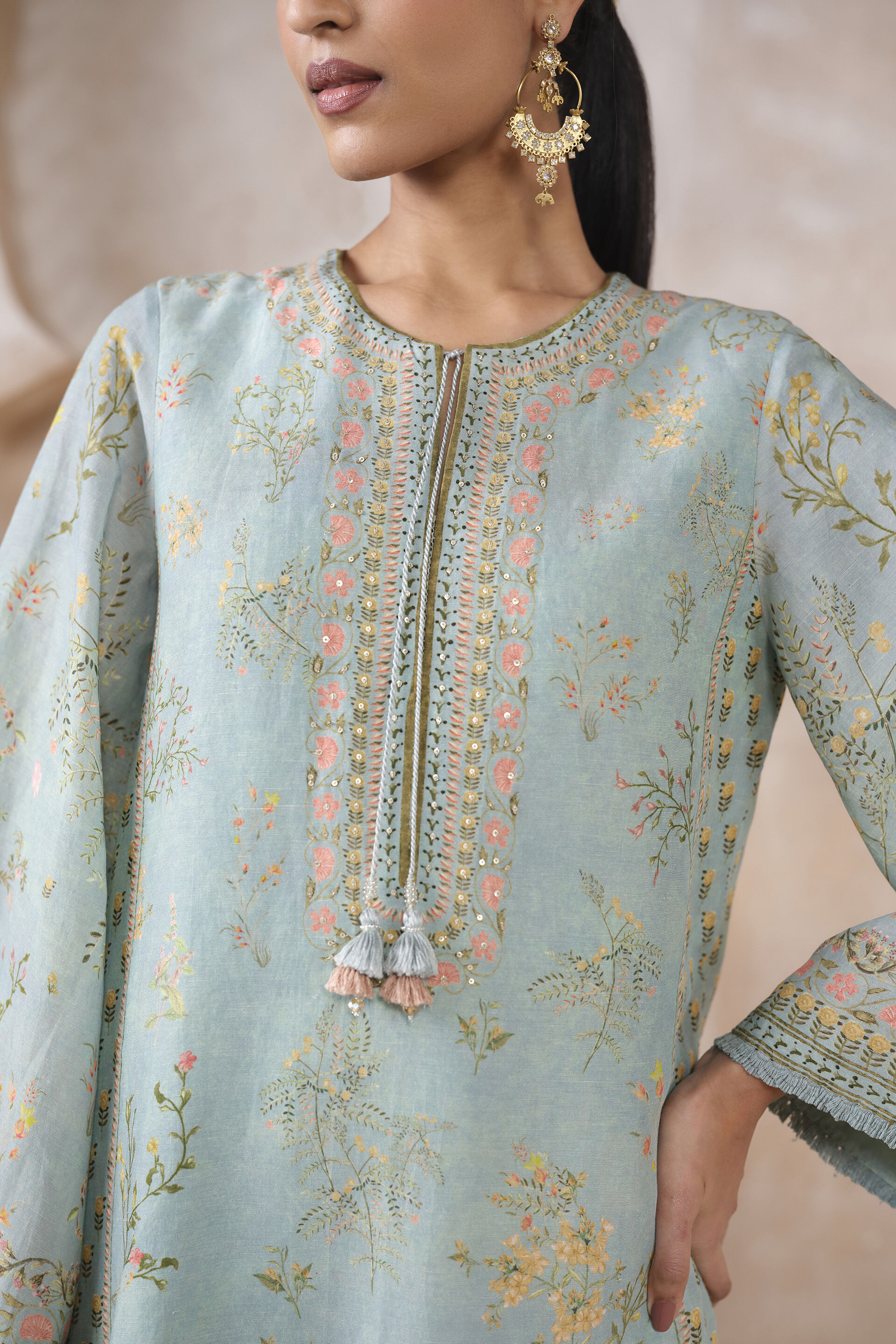 Ardith Linen Kaftan - Blue, Blue, image 5